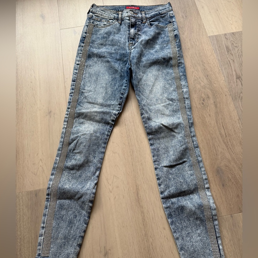 Stylish Blue Jeans with Side Stripes